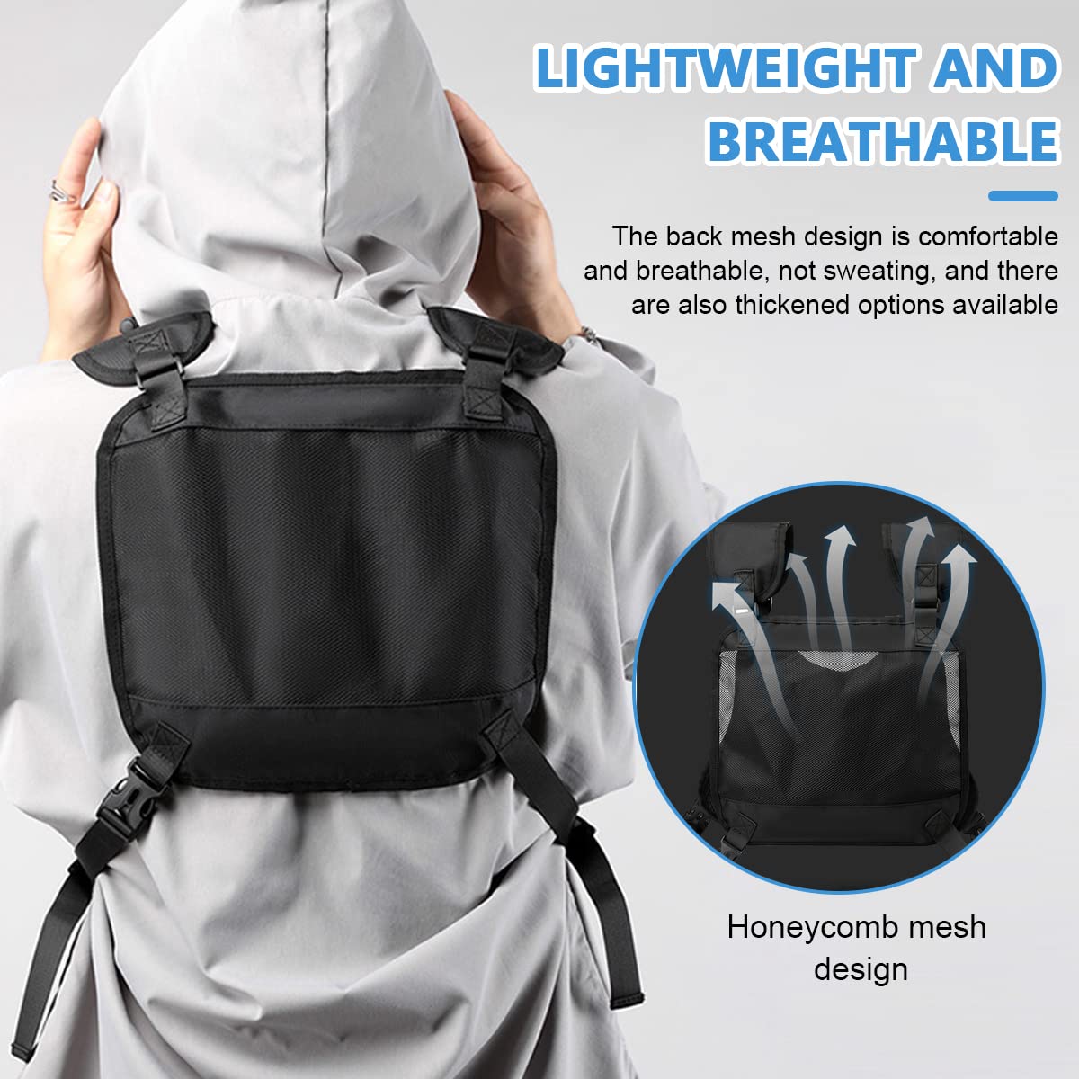 Optifit Chest Bag for Men Women, Stylish Tactical Vest Chest Bag Men, Adjustable Rig Bag Chest Pocket for Hiking, Camping, Night Running, Exercise Optifit Chest Bag for Men Women, Stylish Tactical Vest Chest Bag Men, Adjustable Rig Bag Chest Pocket for Hiking, Camping, Night Running, Exercise